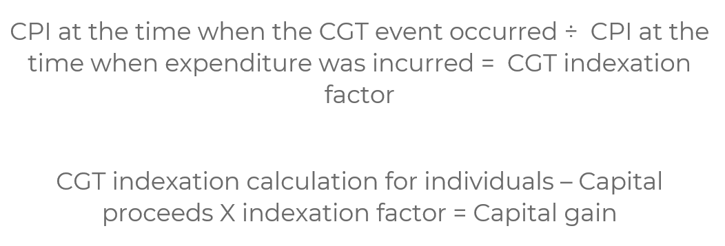 Indexation factor calculation